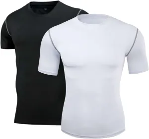 2 or 3 Pack Men's Compression Shirts Short Sleeve Workout T-Shirt Quick Dry Undershirts Athletic Baselayer Tank Top
