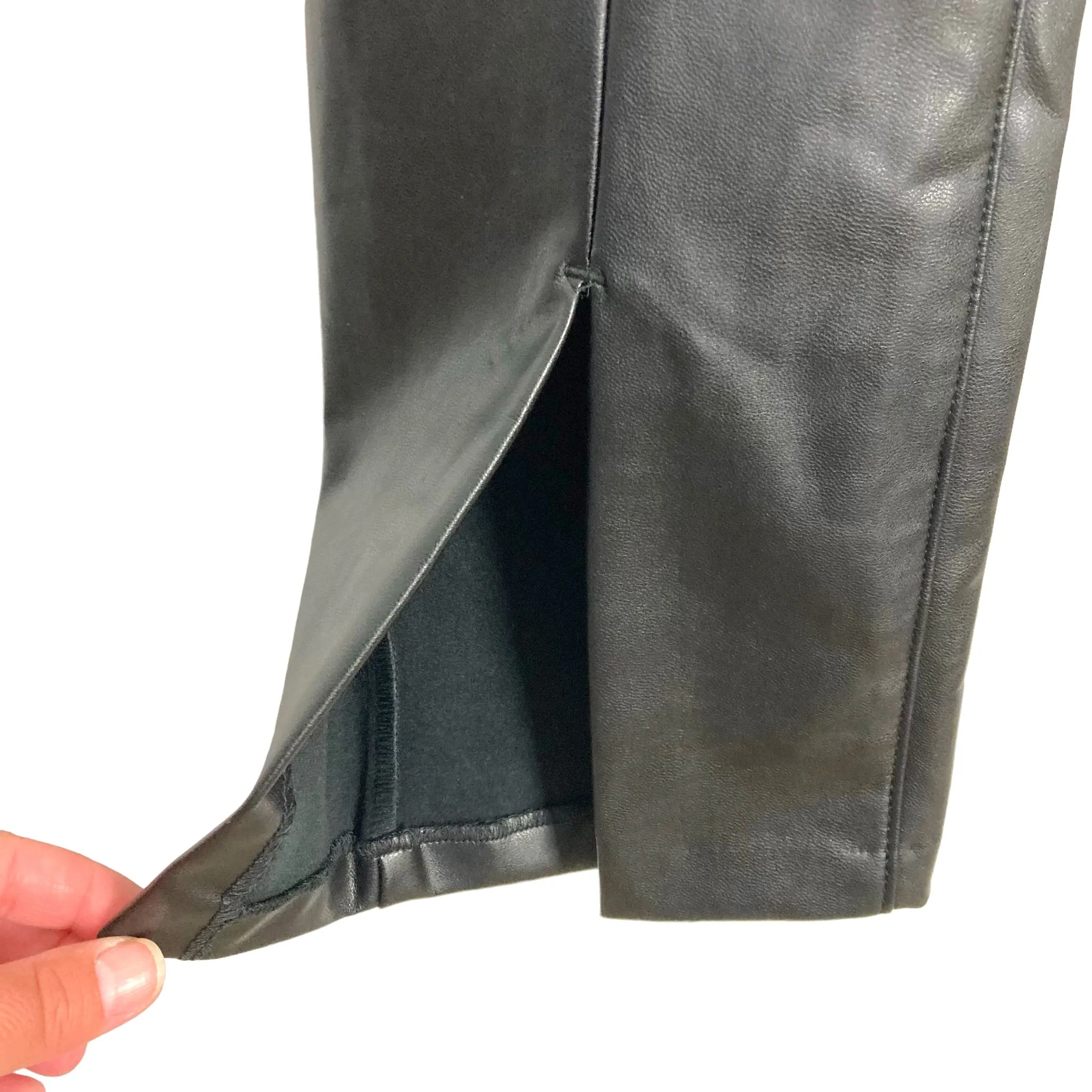 Abercrombie & Fitch Black Vegan Leather Split-Hem Pants NWT- Size 4/27 Short (Inseam 29.5")