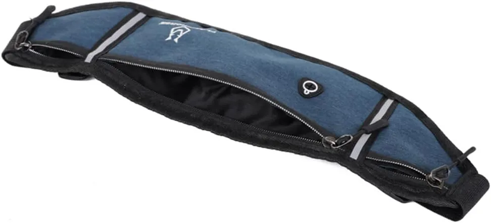 Adjustable Running Belt with Waterproof Waist Bag, Lightweight Sports Waist Bag for Men and Women, Running Belt Waist Bag, Mobile Phone Holder Adjustable Sports Money with Headphon (Darkblue)