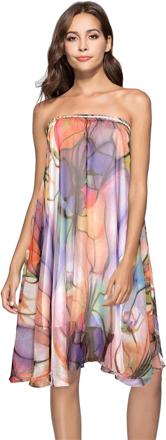 Afibi Women Full/Ankle Length Blending Maxi Chiffon Long Skirt Beach Skirt