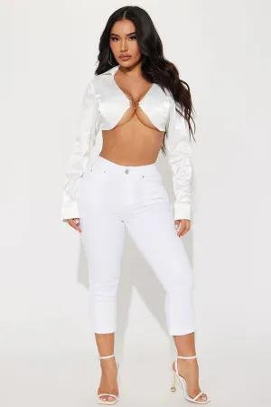 All That Booty Lifting Crop Jean - White