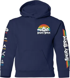 ANGRY BIRDS Official Retro Sun Youth Printed Hooded Fleece Pullover Sweatshirt for Boys, Girls, Unisex