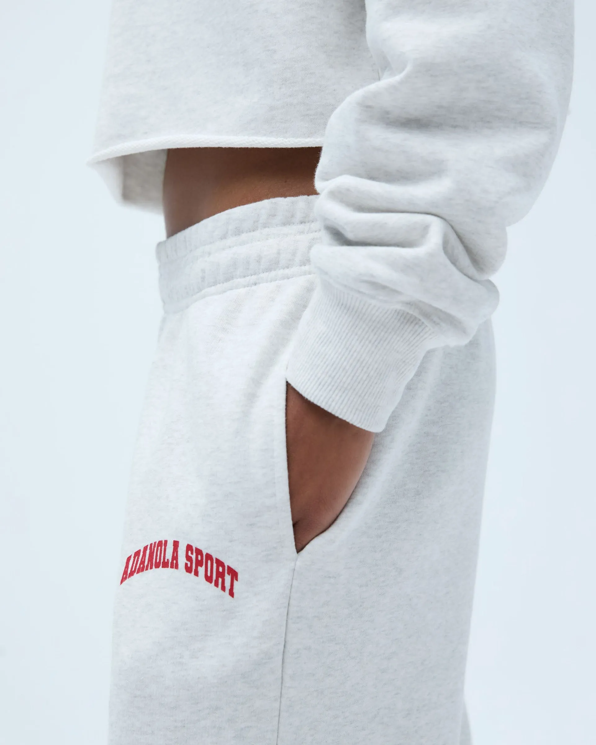 AS Raw Hem Straight Leg Sweatpants - Light Grey Melange/Classic Red