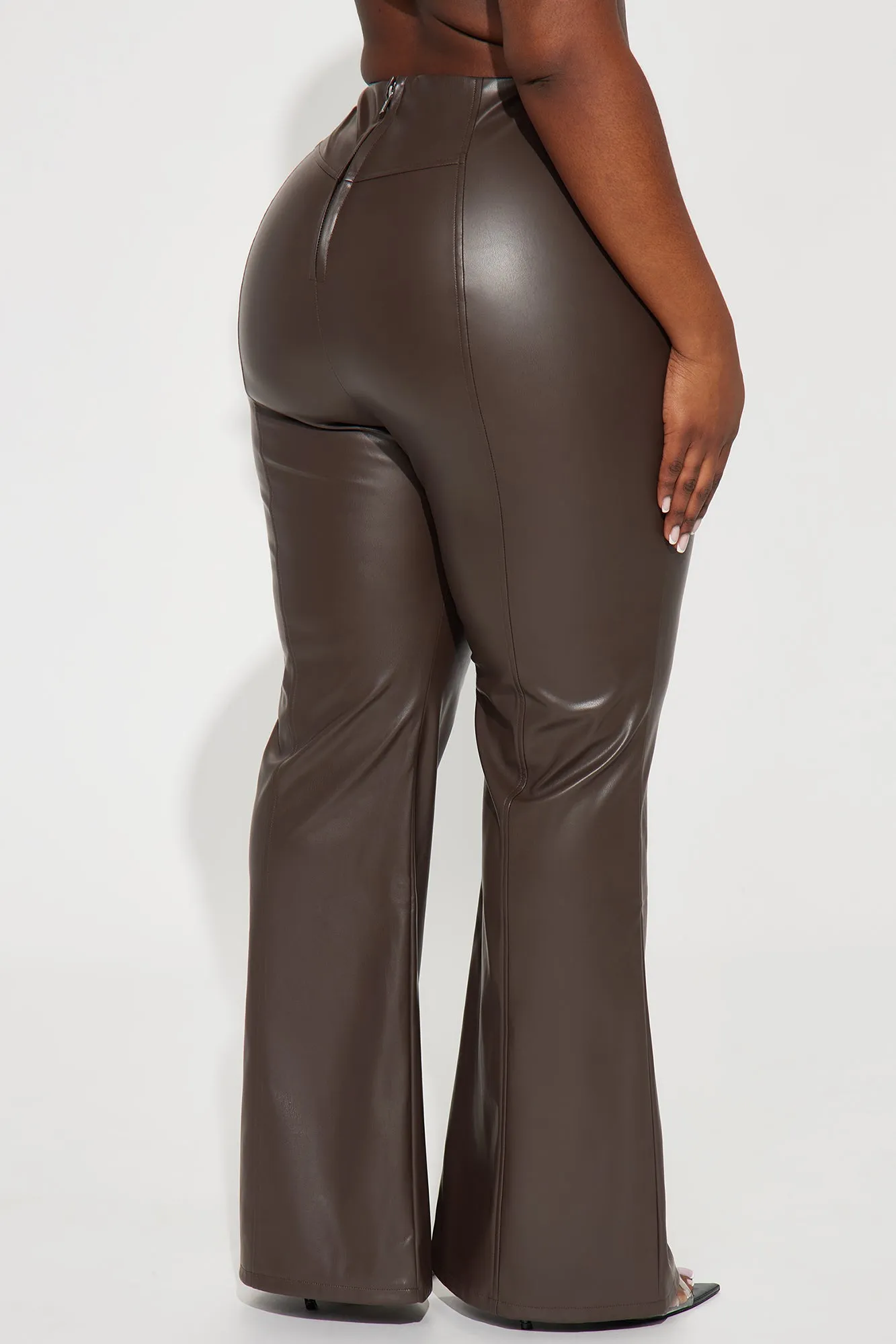 Ashley Faux Leather Flare Pant - Mocha