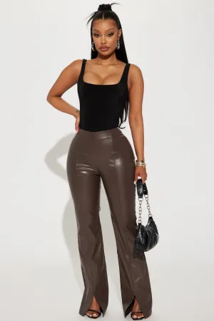 Ashley Faux Leather Flare Pant - Mocha