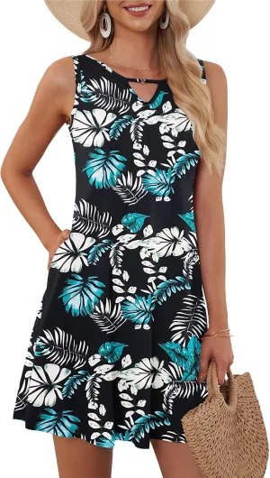 AUSELILY Summer Dress for Women 2025 Casaul Sleeveless Sundress Loose Beach Cover up Swing Dresses with Pockets