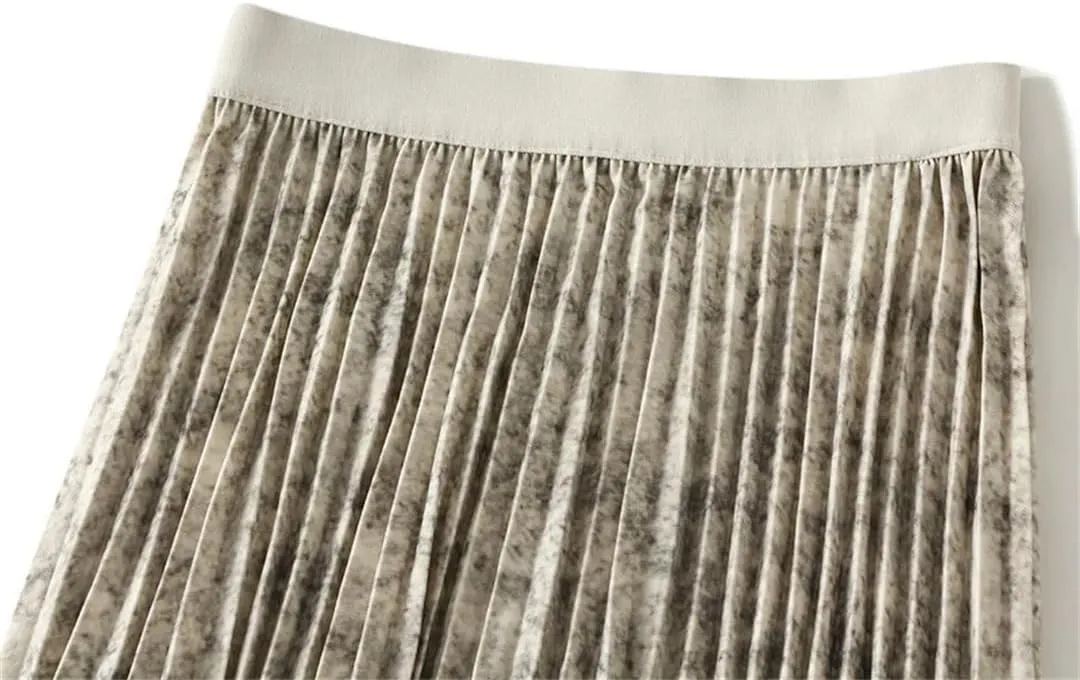 Autumn Winter Midi Skirt for Women Elegant High Waist Pleated Skirt A Line Casual Party Long Skirts