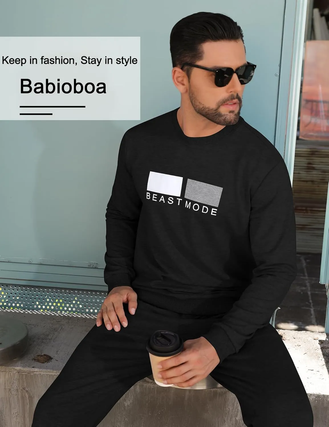 Babioboa Men's 2 Piece Outfits Long Sleeve Pullover Sweatshirt Tracksuit Jogger Sweatpants Sweatsuit Set