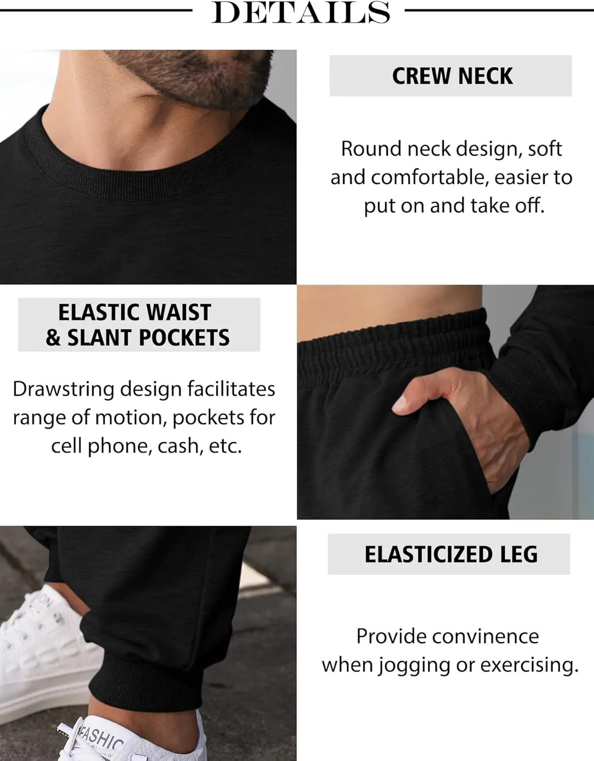 Babioboa Men's 2 Piece Outfits Long Sleeve Pullover Sweatshirt Tracksuit Jogger Sweatpants Sweatsuit Set