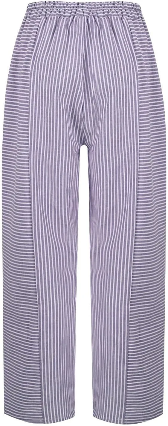 Beach Vacation Clothes for Women Elastic Waist Side Back Four Pockets 9/10 Pants Petite Summer Beachwear