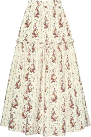 Belle Poque Women Floral Skirt High Waisted Midi Skirt Flowy Skirt with Pockets