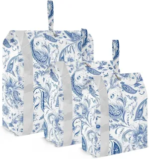 Blue Paisley Floral Packing Cubes for Travel 3 Set Packing Essentials Luggage Organizer Bags for Luggage