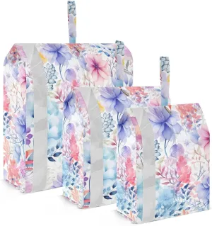 Blue Watercolor Flowers Packing Cubes for Travel 3 Set Packing Cubes Large Luggage Organizer Bags for Luggage