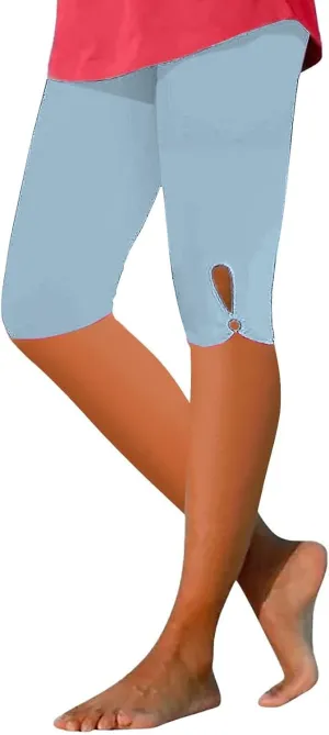 Capri Leggings for Women 2025 Tummy Control Knee Length Legging Summer Cropped Pants Casual Solid Comfy Yoga Pants