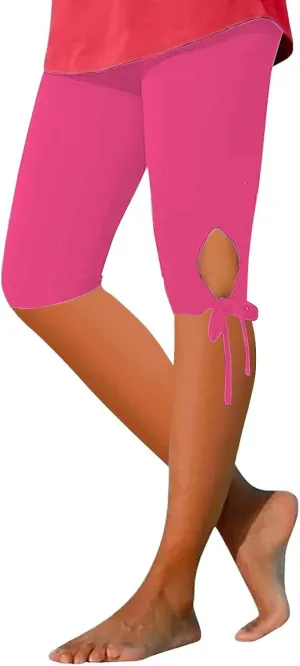 Capri Leggings for Women 2025 Tummy Control Knee Length Legging Summer Cropped Pants Casual Solid Comfy Yoga Pants
