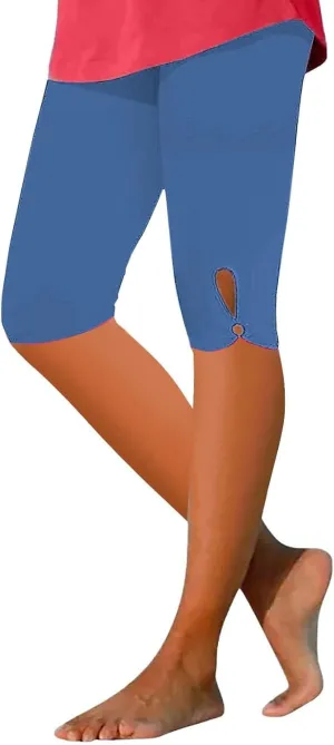 Capri Leggings for Women 2025 Tummy Control Knee Length Legging Summer Cropped Pants Casual Solid Comfy Yoga Pants