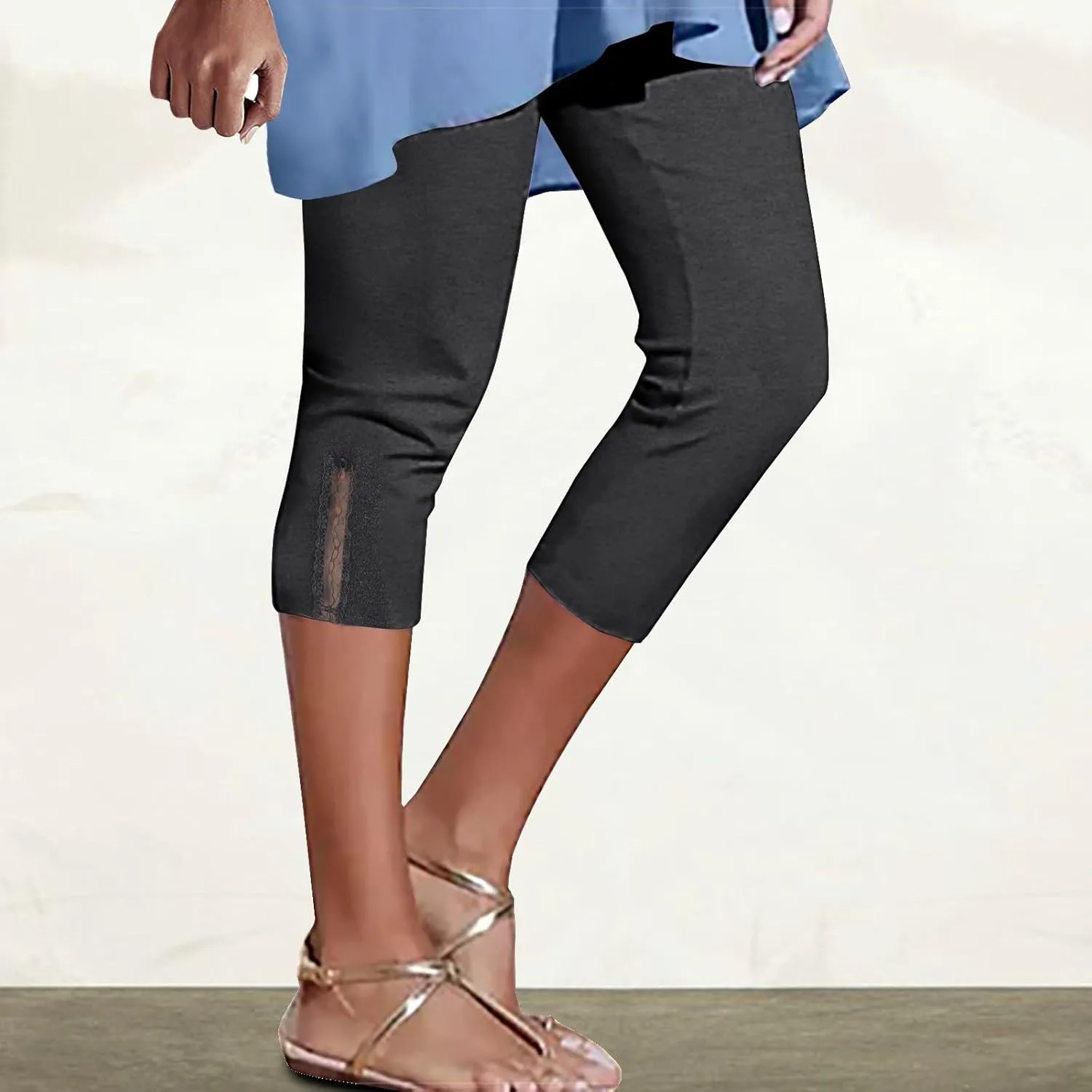 Capri Leggings for Women Fabric Bow Tie Belt Peach Hip Tight Waist High Hip Movement Yoga Shorts Cropped Pants High