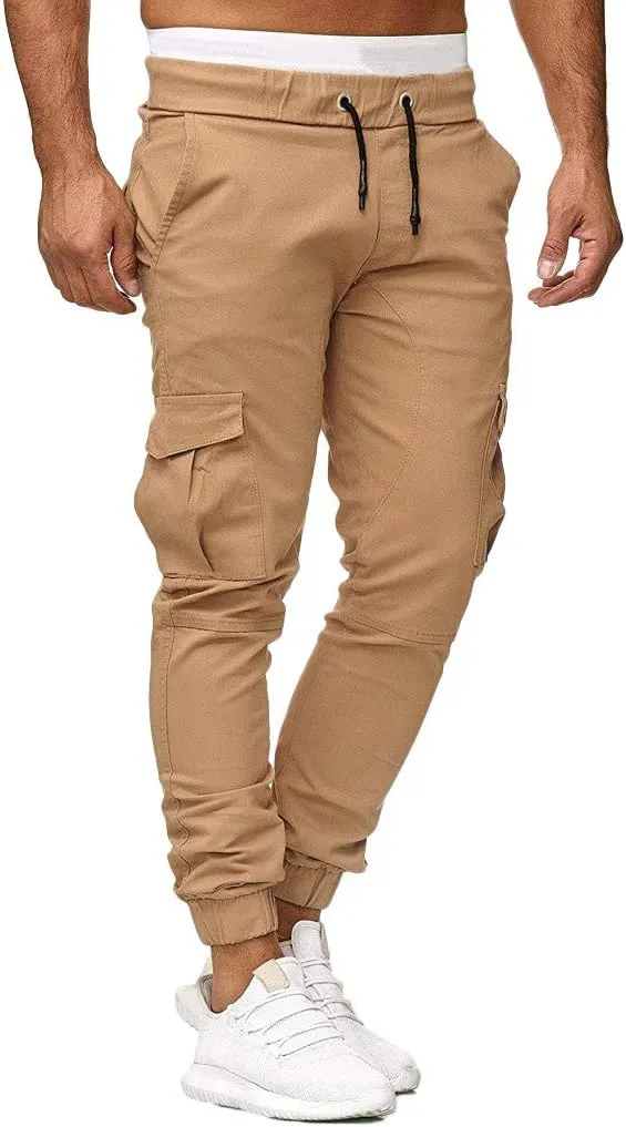 Cargo Pants for Men Big and Tall Pants Elastic Waist Trousers Mens Business Casual Pants Work Sports Cargo Pants Thin