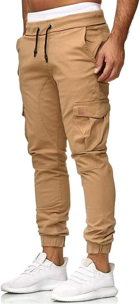 Cargo Pants for Men Big and Tall Pants Elastic Waist Trousers Mens Business Casual Pants Work Sports Cargo Pants Thin