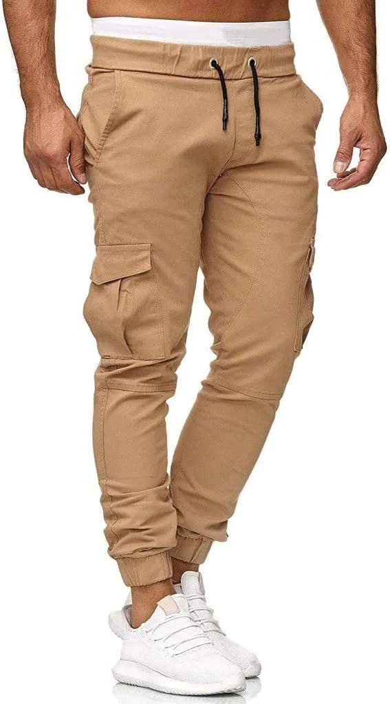 Cargo Pants for Men Big and Tall Pants Elastic Waist Trousers Mens Business Casual Pants Work Sports Cargo Pants Thin