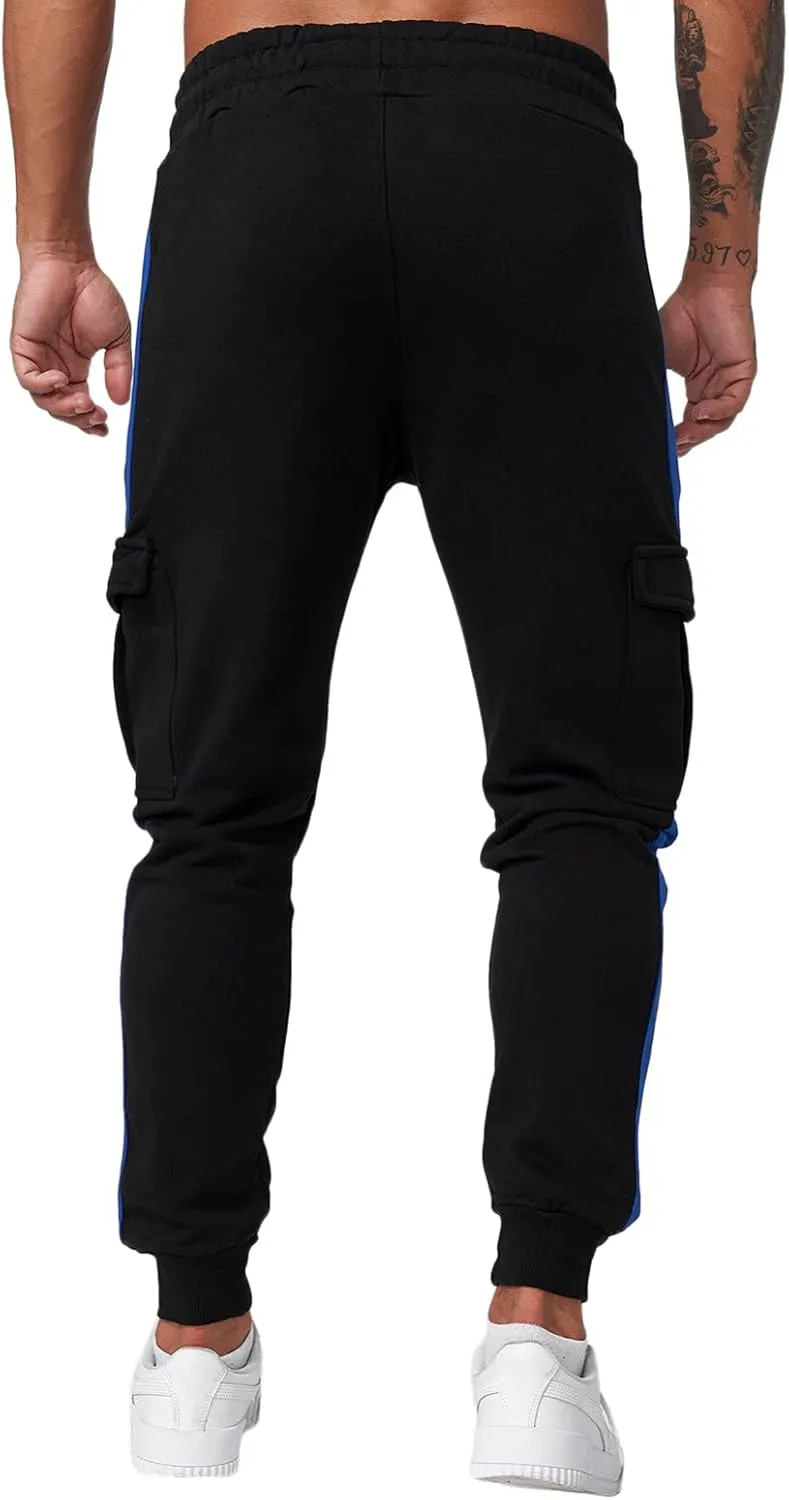 Cargo Pants for Men Work Mens Cargo Pants Drawstring Hiking Pants Elastic Waist Outdoor Trousers with 7 Pockets Mens