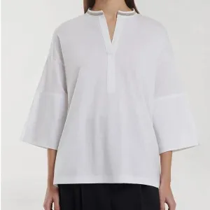 Chic Bead Chain Split Hem T-Shirt