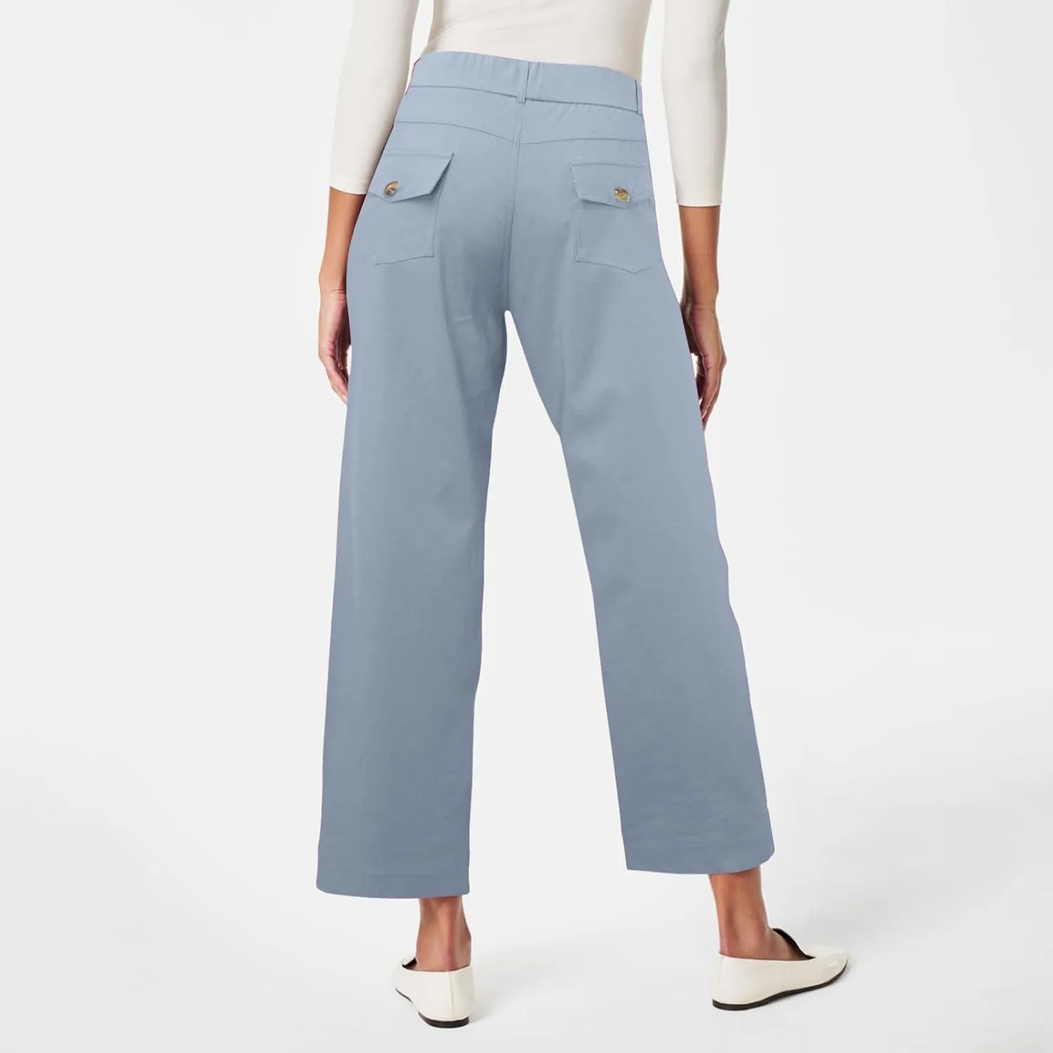 Corduroy Pleated Pants for Women Winter Twill Travel Thermal with Pockets Straight Leg Straight Leg