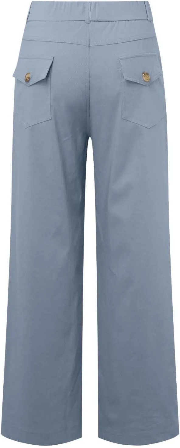 Corduroy Pleated Pants for Women Winter Twill Travel Thermal with Pockets Straight Leg Straight Leg