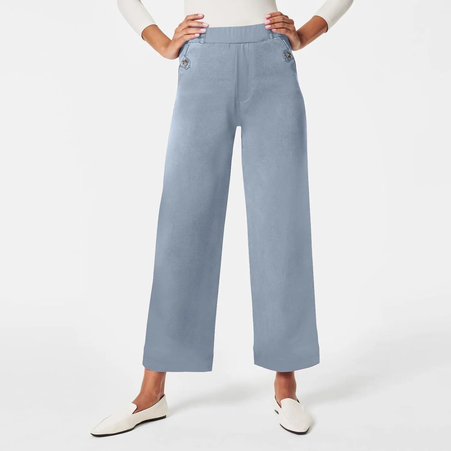 Corduroy Pleated Pants for Women Winter Twill Travel Thermal with Pockets Straight Leg Straight Leg