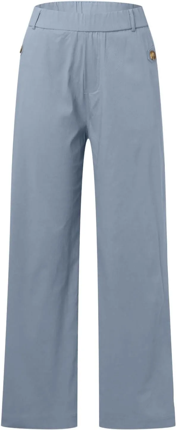 Corduroy Pleated Pants for Women Winter Twill Travel Thermal with Pockets Straight Leg Straight Leg