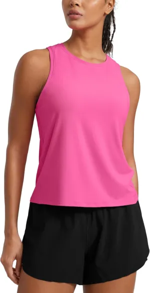 CRZ YOGA Cloudweight Crew Neck Workout Tanks Lightweight Athletic Gym Tops for Women Soft Basic Running Sleeveless Shirts