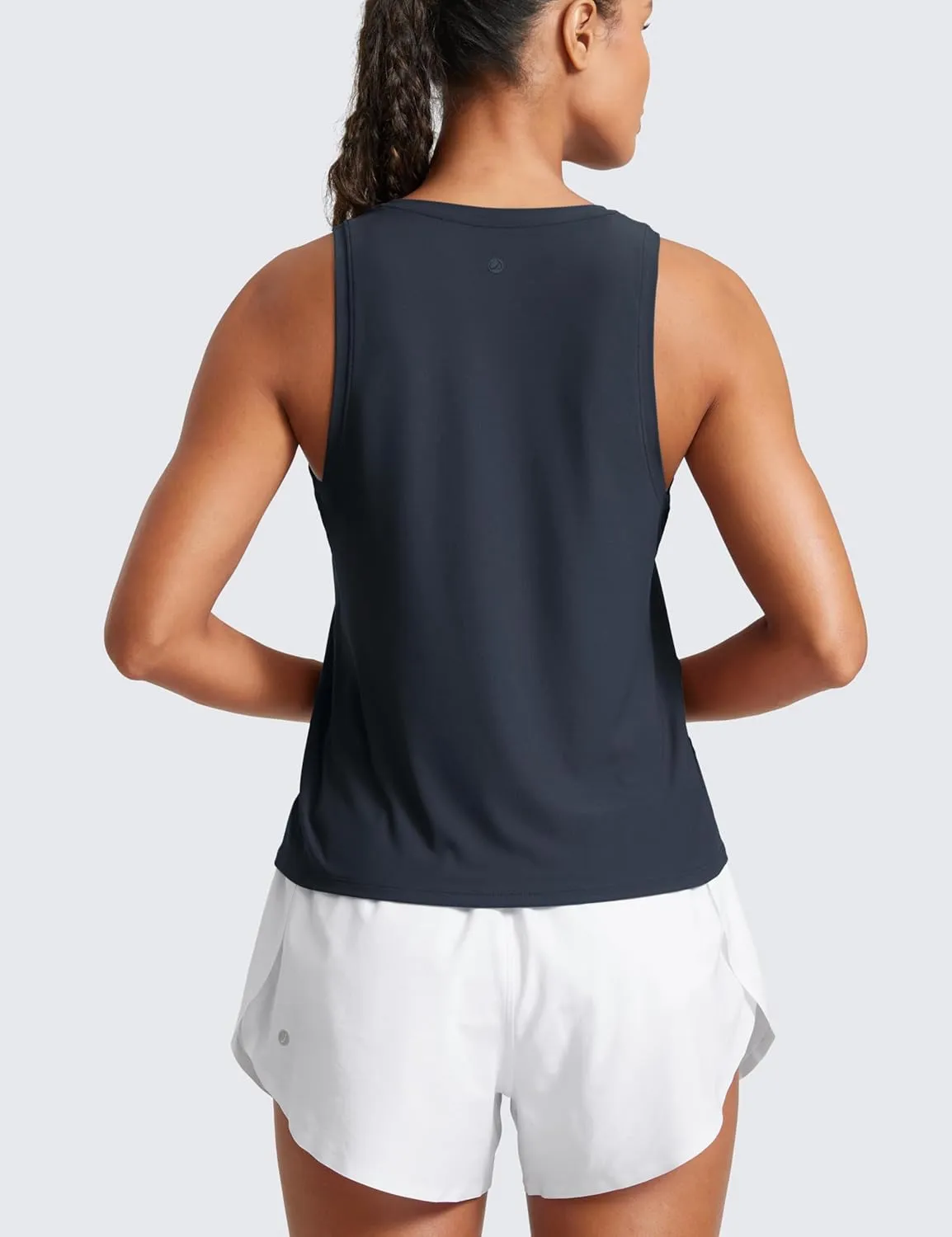 CRZ YOGA Cloudweight Crew Neck Workout Tanks Lightweight Athletic Gym Tops for Women Soft Basic Running Sleeveless Shirts