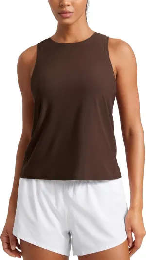 CRZ YOGA Cloudweight Crew Neck Workout Tanks Lightweight Athletic Gym Tops for Women Soft Basic Running Sleeveless Shirts
