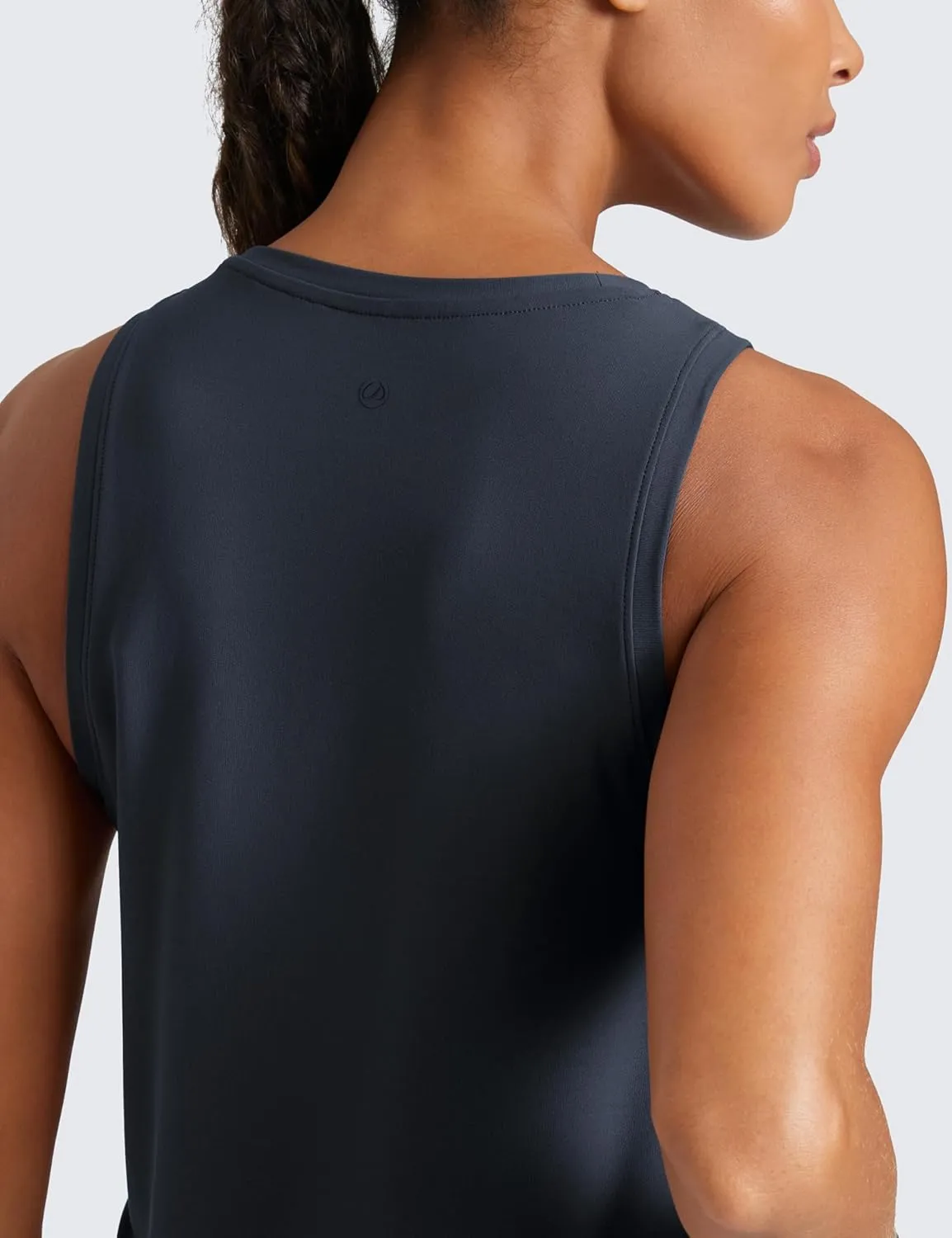 CRZ YOGA Cloudweight Crew Neck Workout Tanks Lightweight Athletic Gym Tops for Women Soft Basic Running Sleeveless Shirts