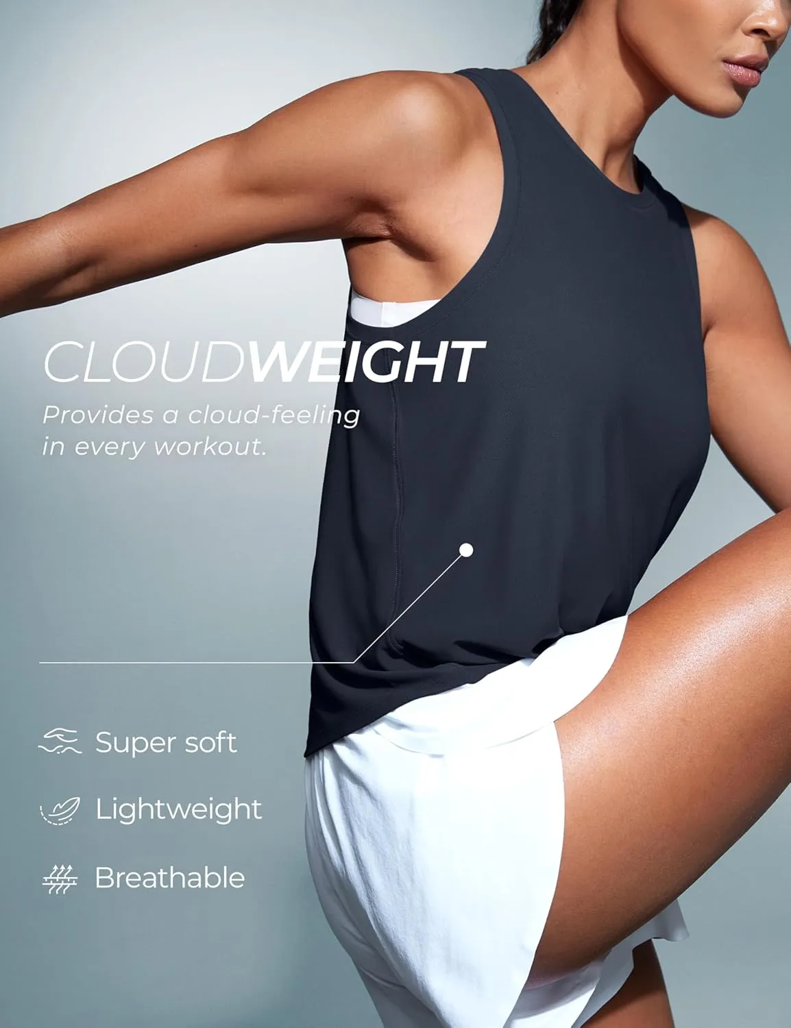 CRZ YOGA Cloudweight Crew Neck Workout Tanks Lightweight Athletic Gym Tops for Women Soft Basic Running Sleeveless Shirts