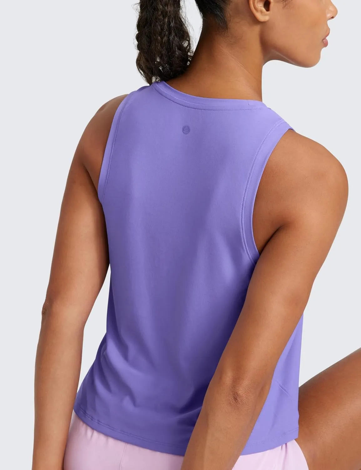 CRZ YOGA Cloudweight Crew Neck Workout Tanks Lightweight Athletic Gym Tops for Women Soft Basic Running Sleeveless Shirts