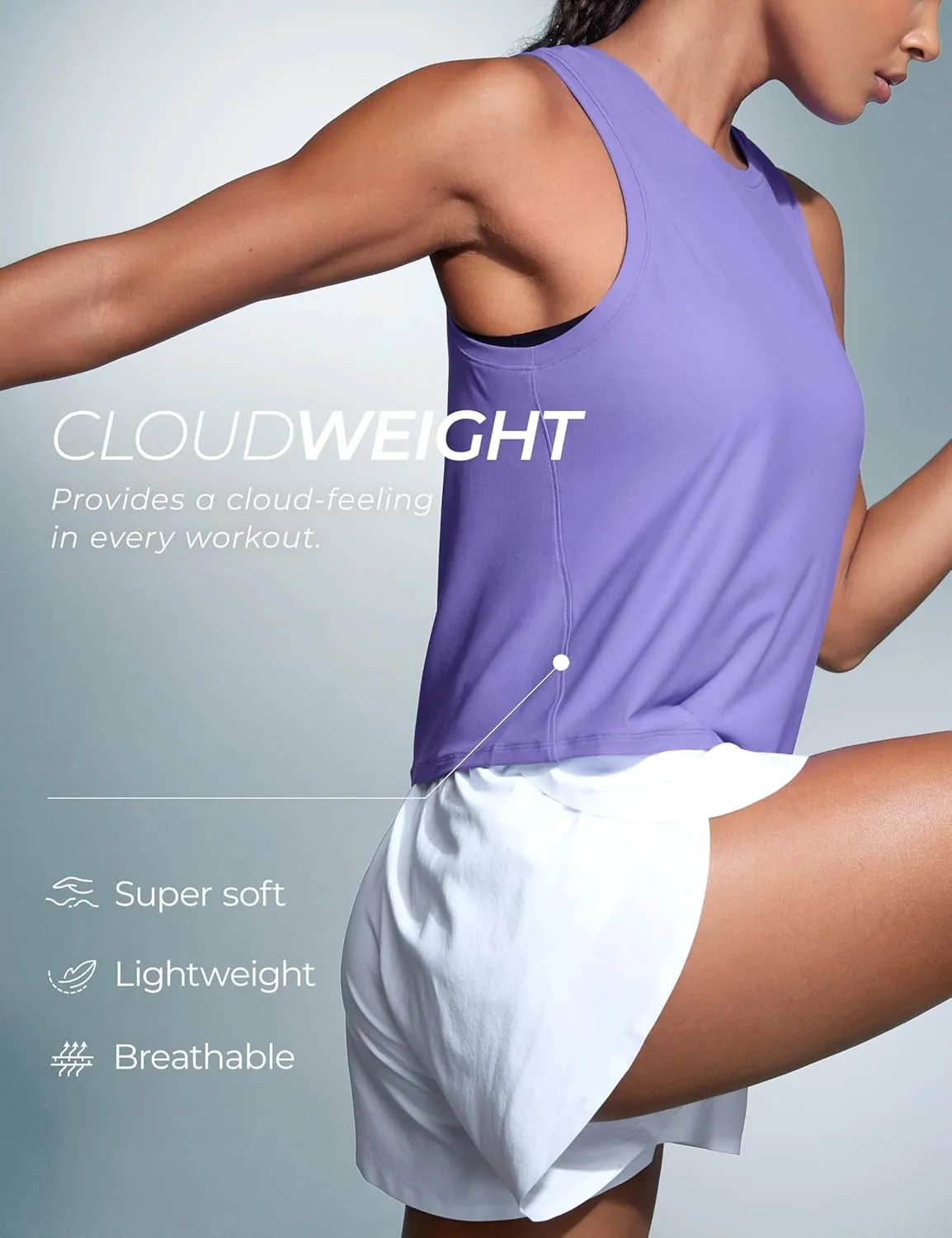 CRZ YOGA Cloudweight Crew Neck Workout Tanks Lightweight Athletic Gym Tops for Women Soft Basic Running Sleeveless Shirts