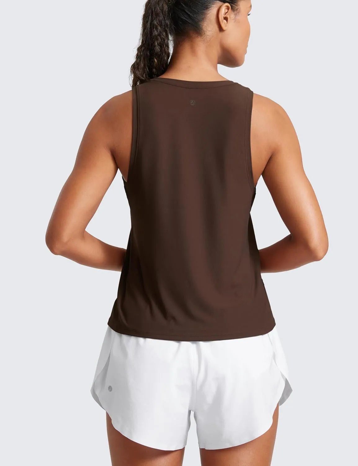 CRZ YOGA Cloudweight Crew Neck Workout Tanks Lightweight Athletic Gym Tops for Women Soft Basic Running Sleeveless Shirts