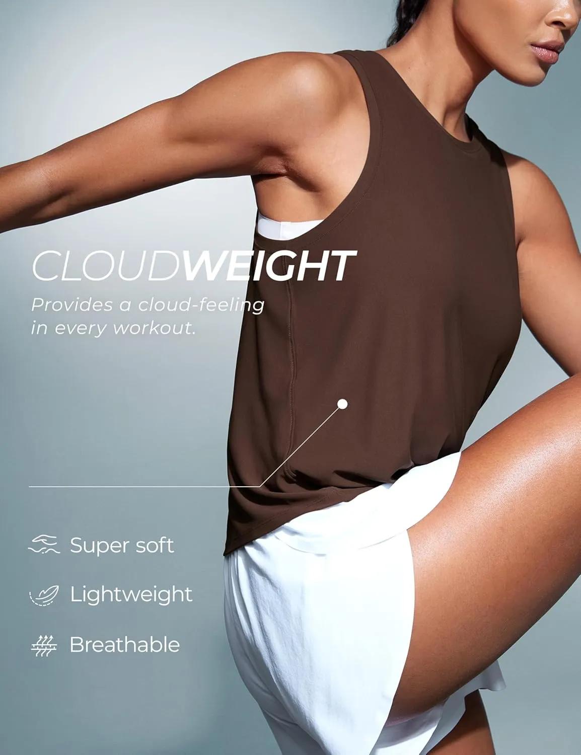 CRZ YOGA Cloudweight Crew Neck Workout Tanks Lightweight Athletic Gym Tops for Women Soft Basic Running Sleeveless Shirts