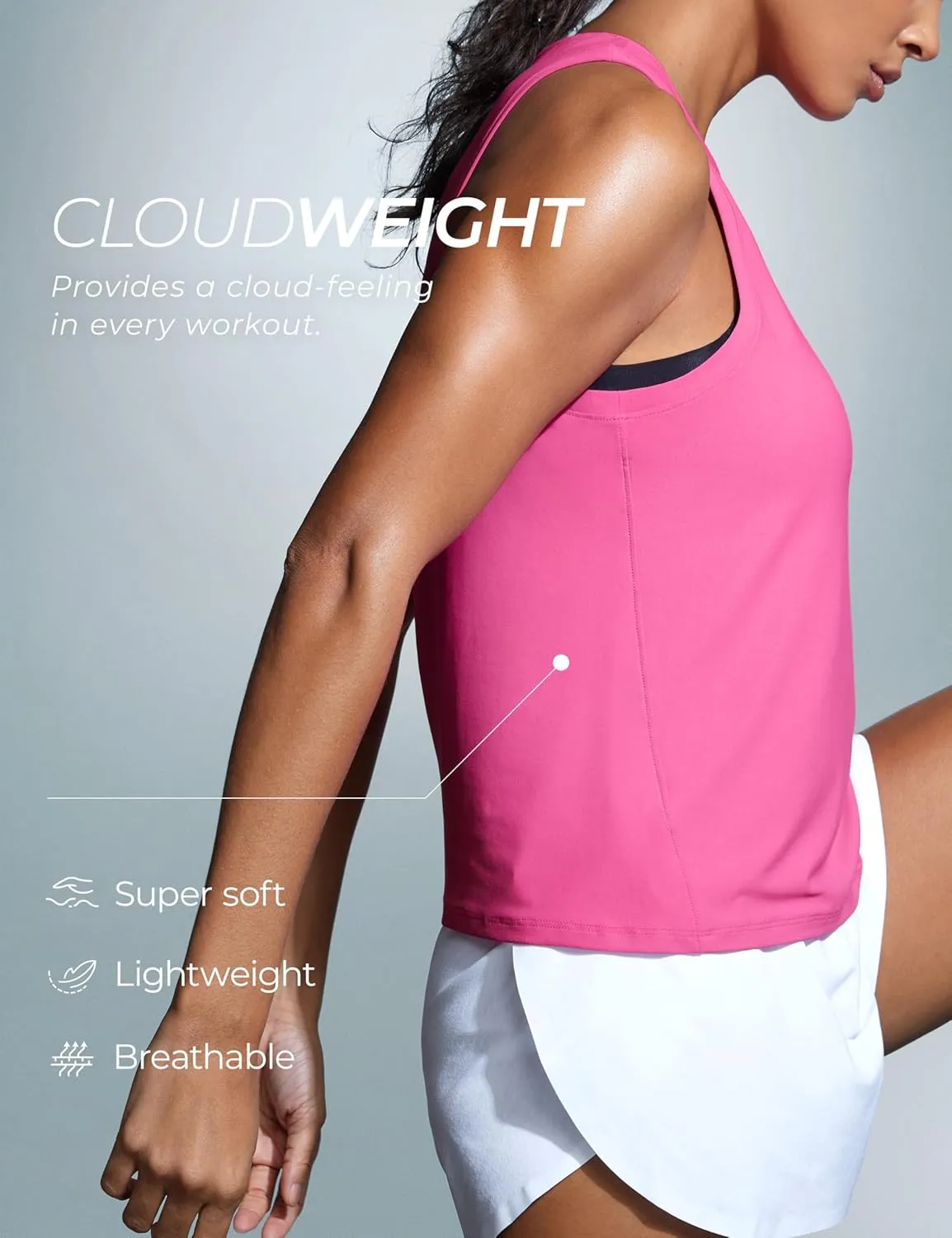 CRZ YOGA Cloudweight Crew Neck Workout Tanks Lightweight Athletic Gym Tops for Women Soft Basic Running Sleeveless Shirts