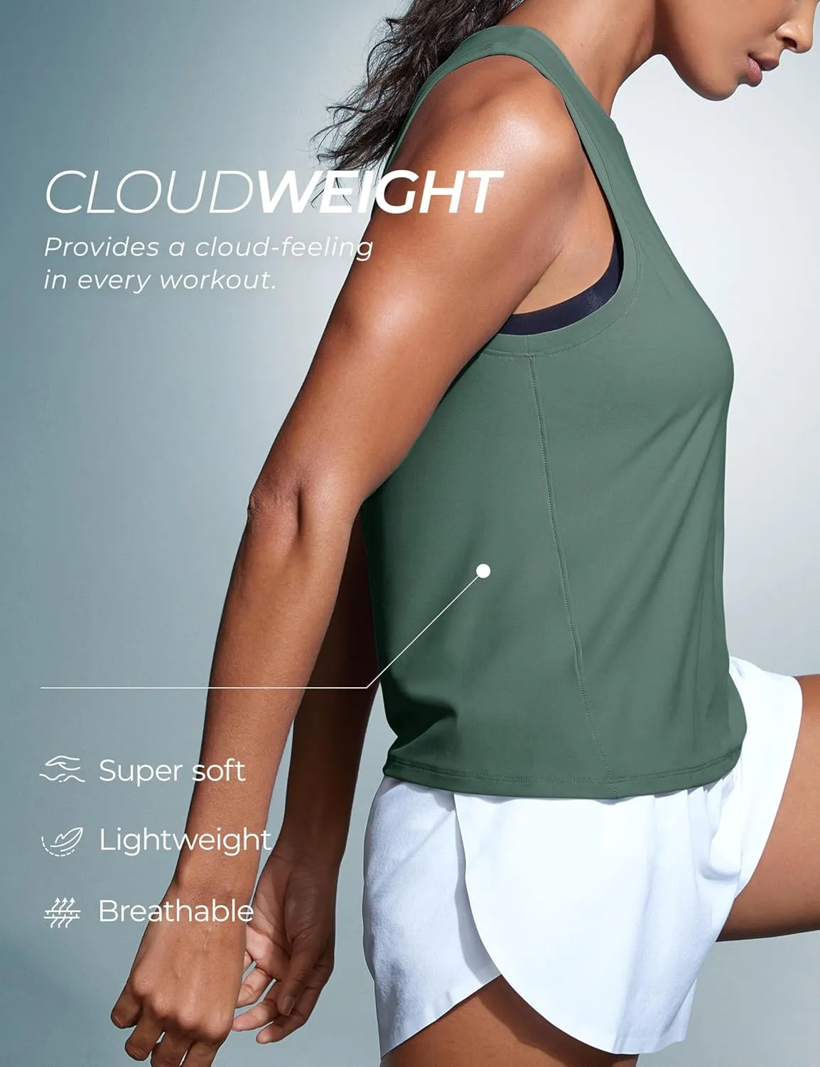 CRZ YOGA Cloudweight Crew Neck Workout Tanks Lightweight Athletic Gym Tops for Women Soft Basic Running Sleeveless Shirts
