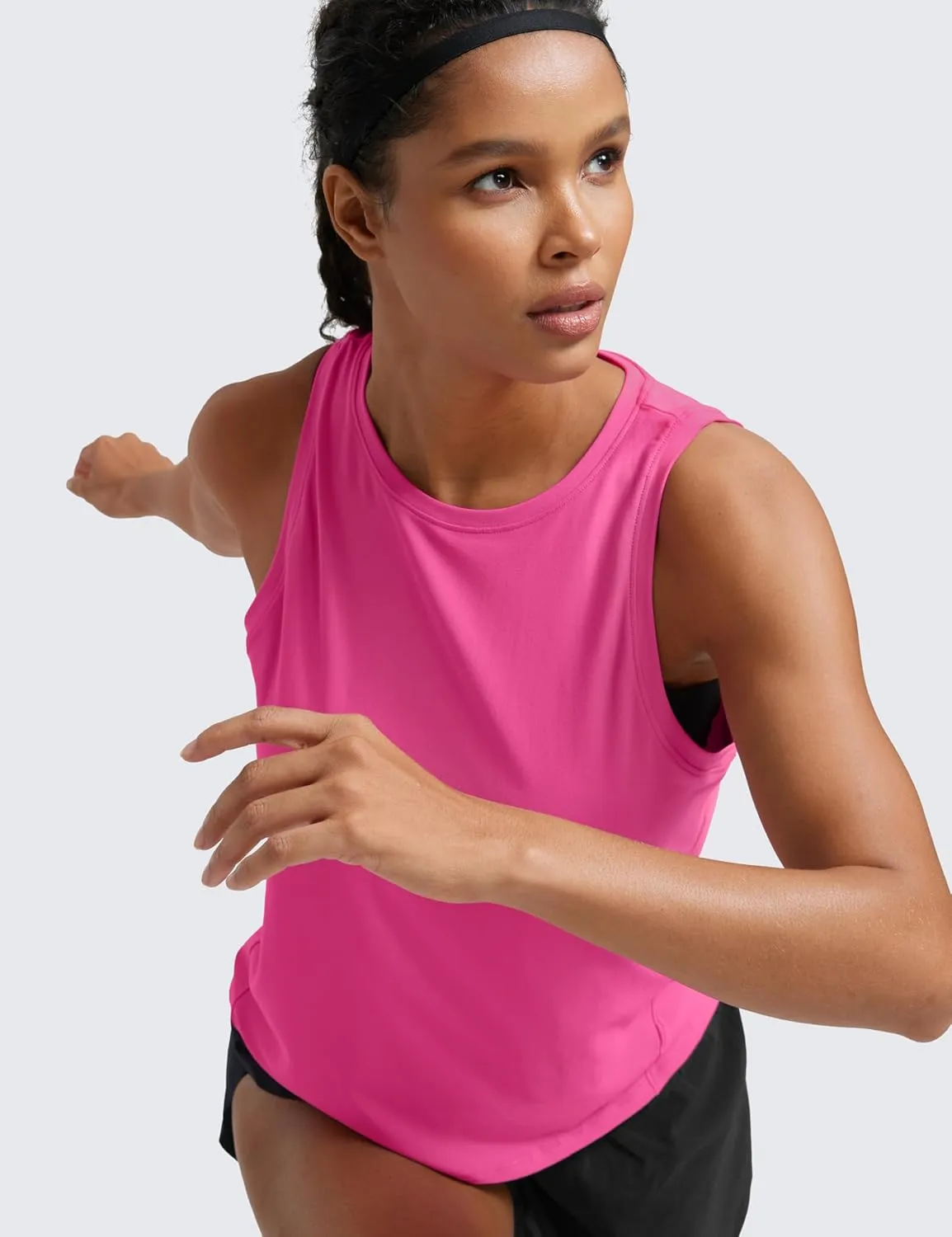 CRZ YOGA Cloudweight Crew Neck Workout Tanks Lightweight Athletic Gym Tops for Women Soft Basic Running Sleeveless Shirts