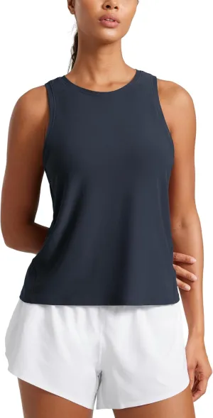 CRZ YOGA Cloudweight Crew Neck Workout Tanks Lightweight Athletic Gym Tops for Women Soft Basic Running Sleeveless Shirts