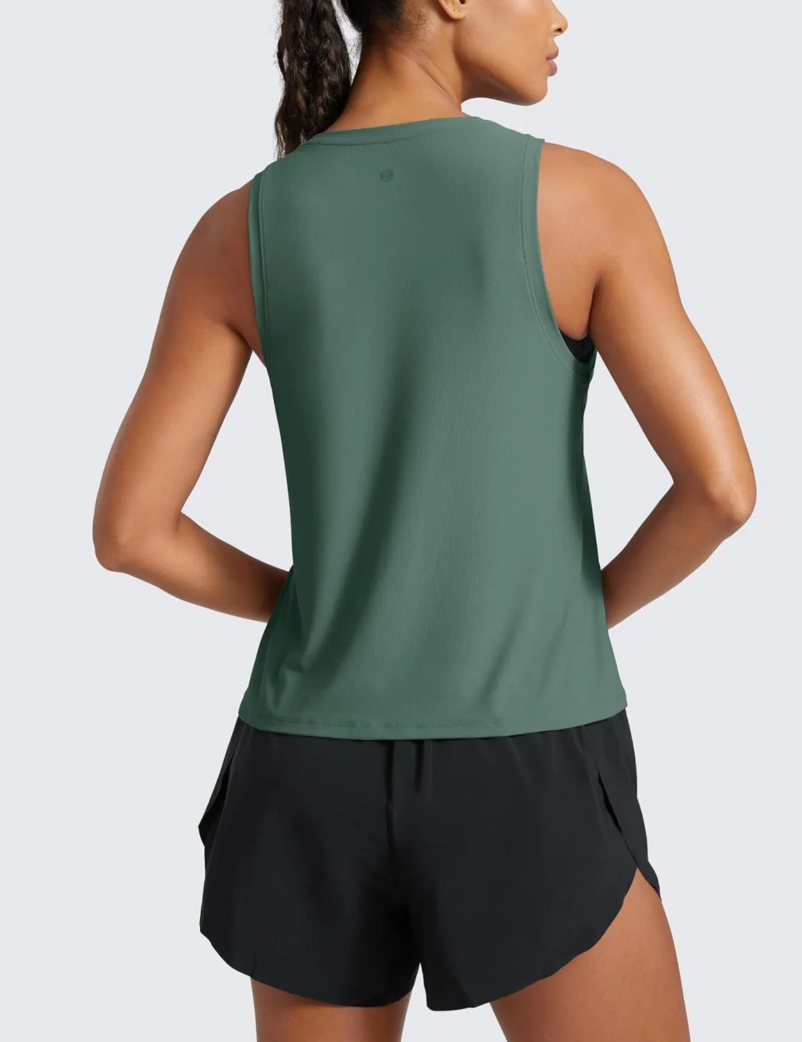 CRZ YOGA Cloudweight Crew Neck Workout Tanks Lightweight Athletic Gym Tops for Women Soft Basic Running Sleeveless Shirts