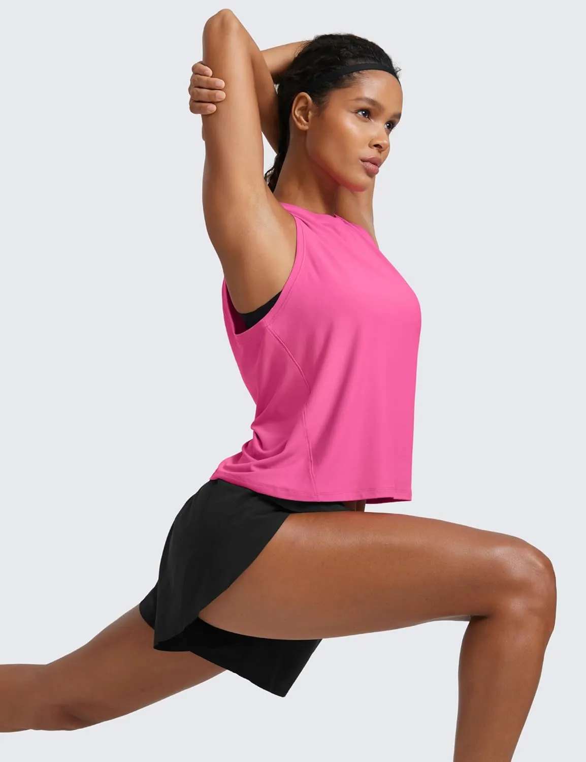 CRZ YOGA Cloudweight Crew Neck Workout Tanks Lightweight Athletic Gym Tops for Women Soft Basic Running Sleeveless Shirts