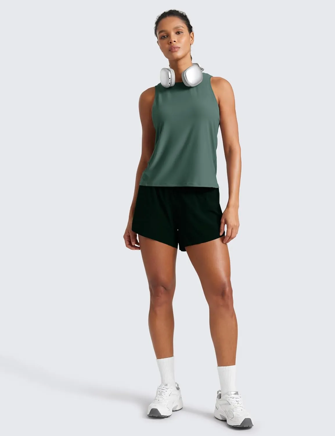 CRZ YOGA Cloudweight Crew Neck Workout Tanks Lightweight Athletic Gym Tops for Women Soft Basic Running Sleeveless Shirts