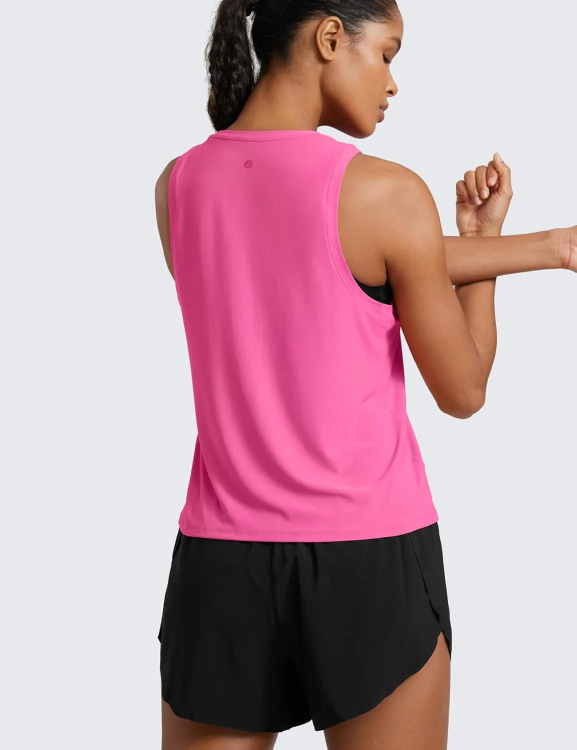 CRZ YOGA Cloudweight Crew Neck Workout Tanks Lightweight Athletic Gym Tops for Women Soft Basic Running Sleeveless Shirts