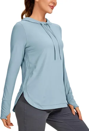 CRZ YOGA Workout Long Sleeve Shirt for Women Hoodie Pullover Athletic Hooded Sweatshirts Sports Gym Tops with Thumbhole