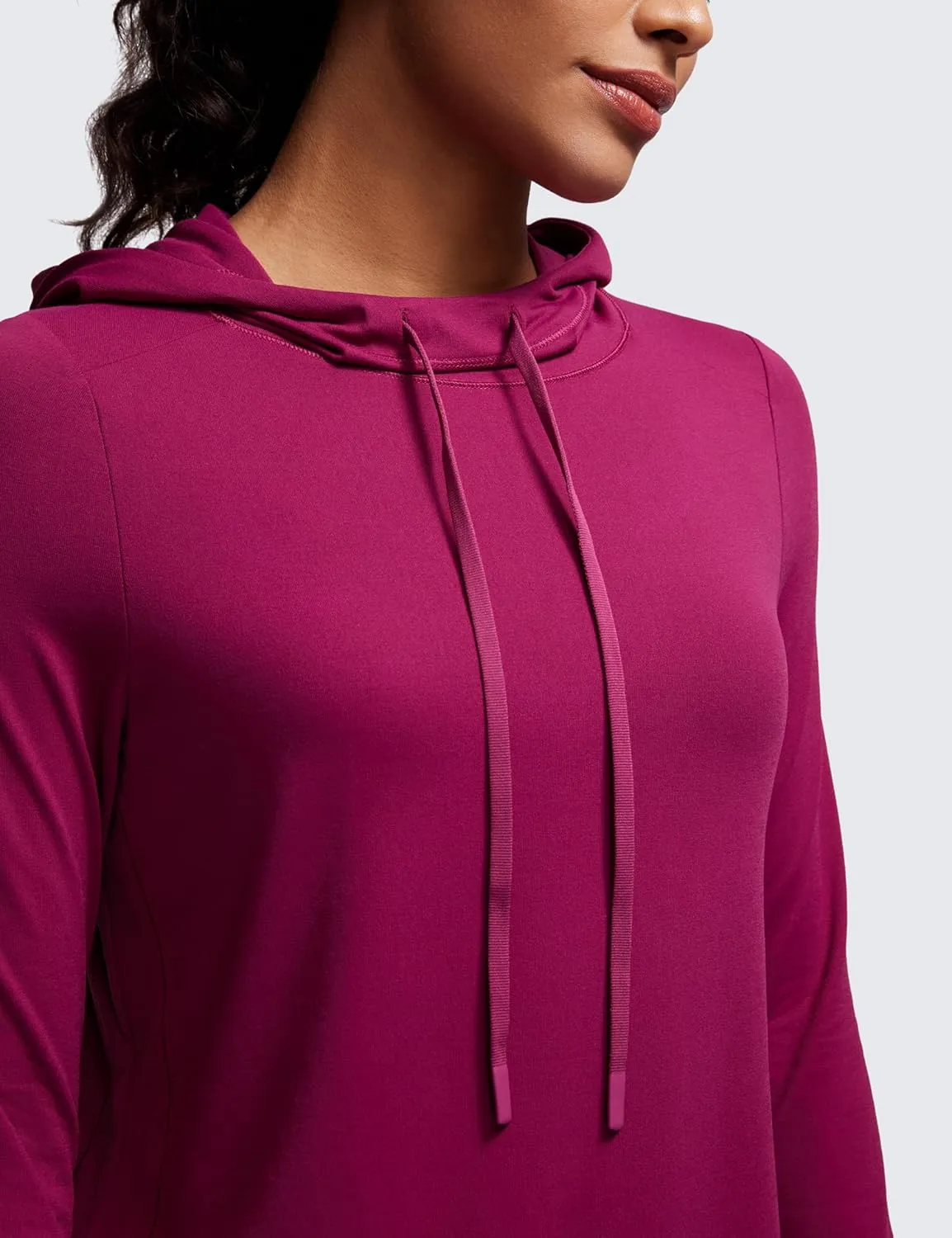 CRZ YOGA Workout Long Sleeve Shirt for Women Hoodie Pullover Athletic Hooded Sweatshirts Sports Gym Tops with Thumbhole