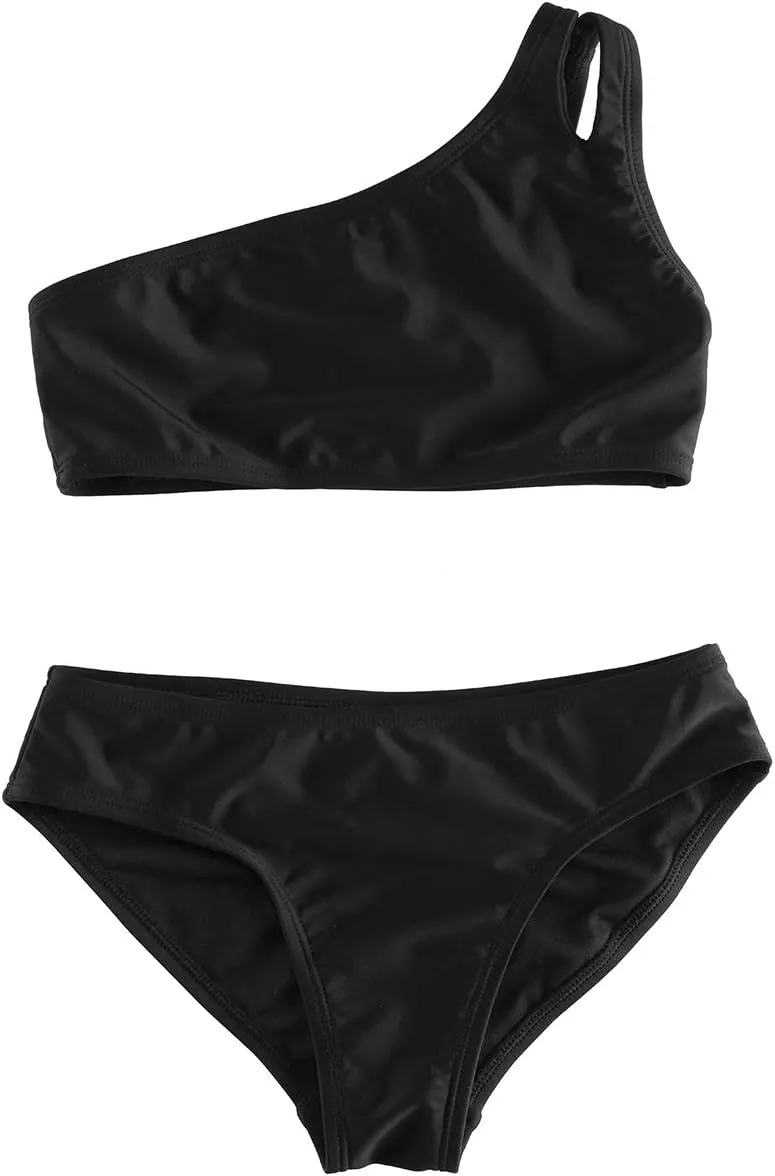 Dayu Girl's Bikini Set One Shoulder Two Piece Swimsuit Bathing Suit